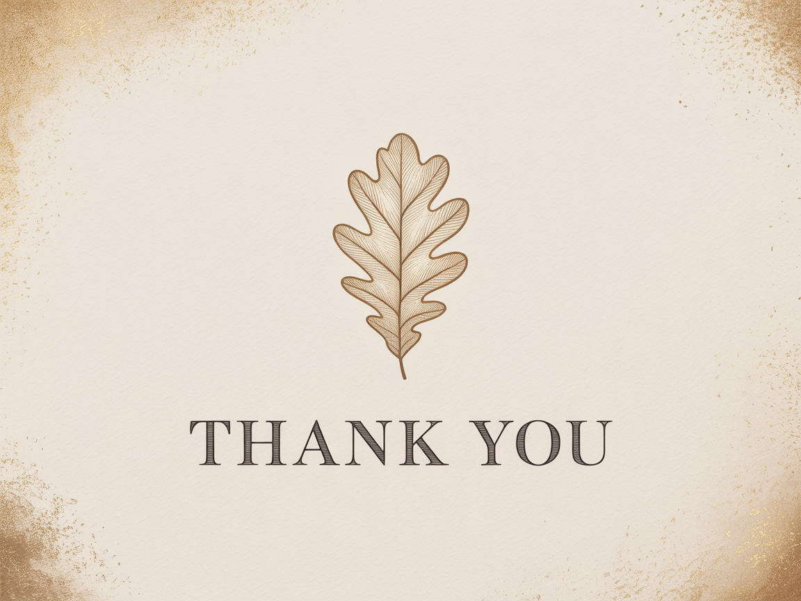 Thank You Oak Leaf Typography Wall Art