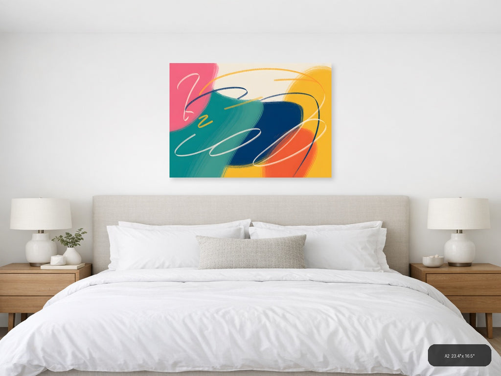 Colorful Abstract Brushstrokes Landscape Wall Art — A2 / Bedroom