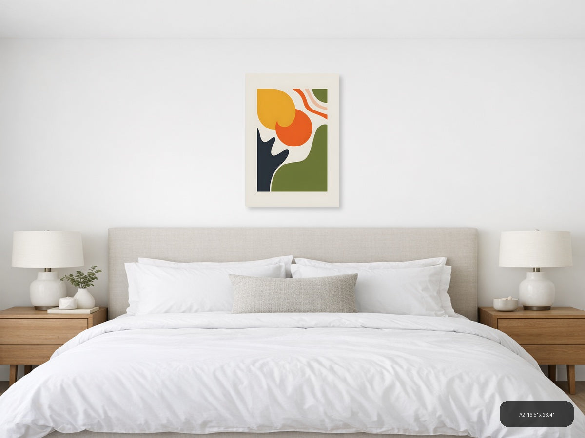 Minimalist Abstract Organic Shapes Botanical Wall Art — A2 / Bedroom