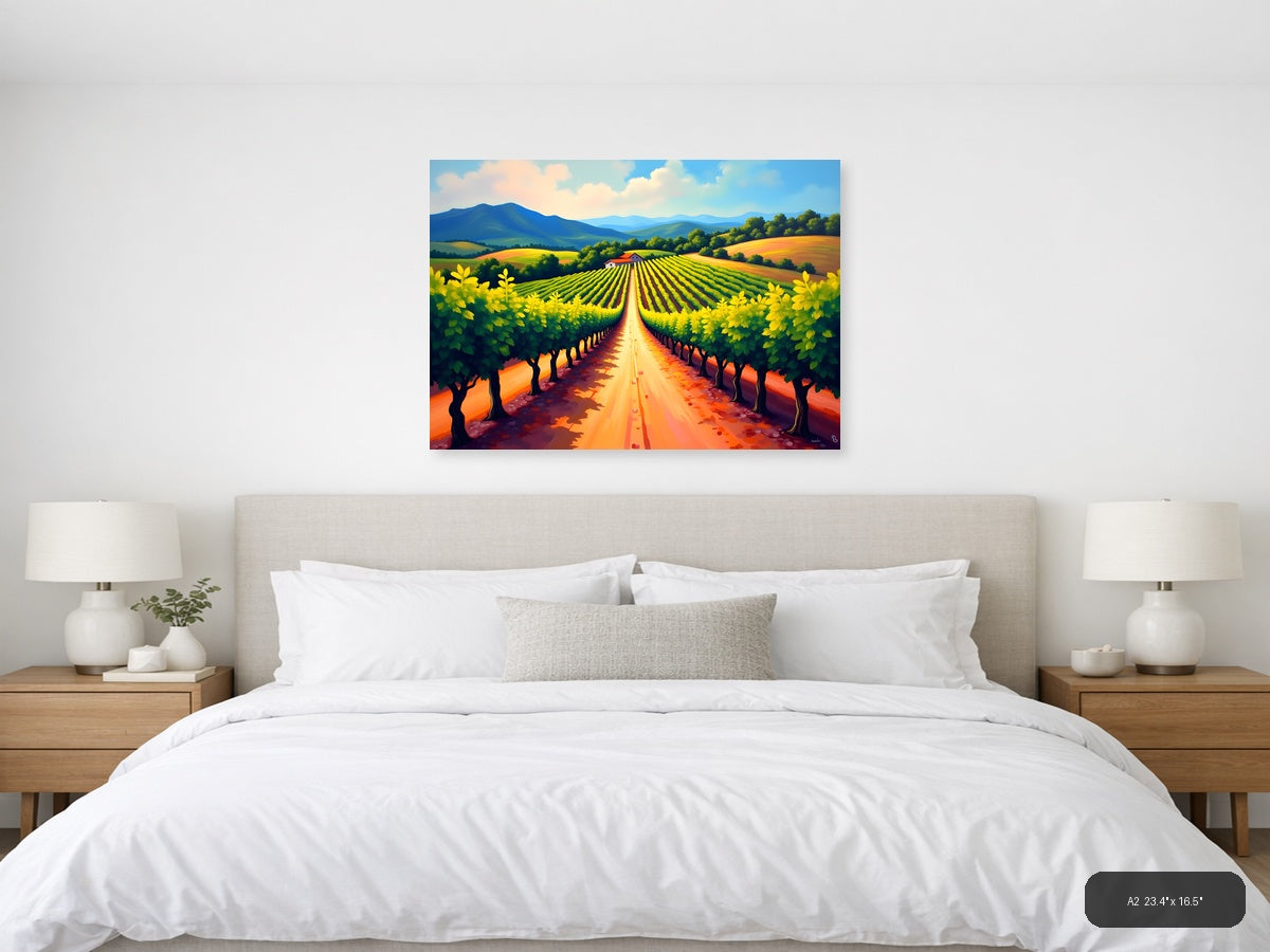 Vineyard Path Abstract Landscape Wall Art — A2 / Bedroom