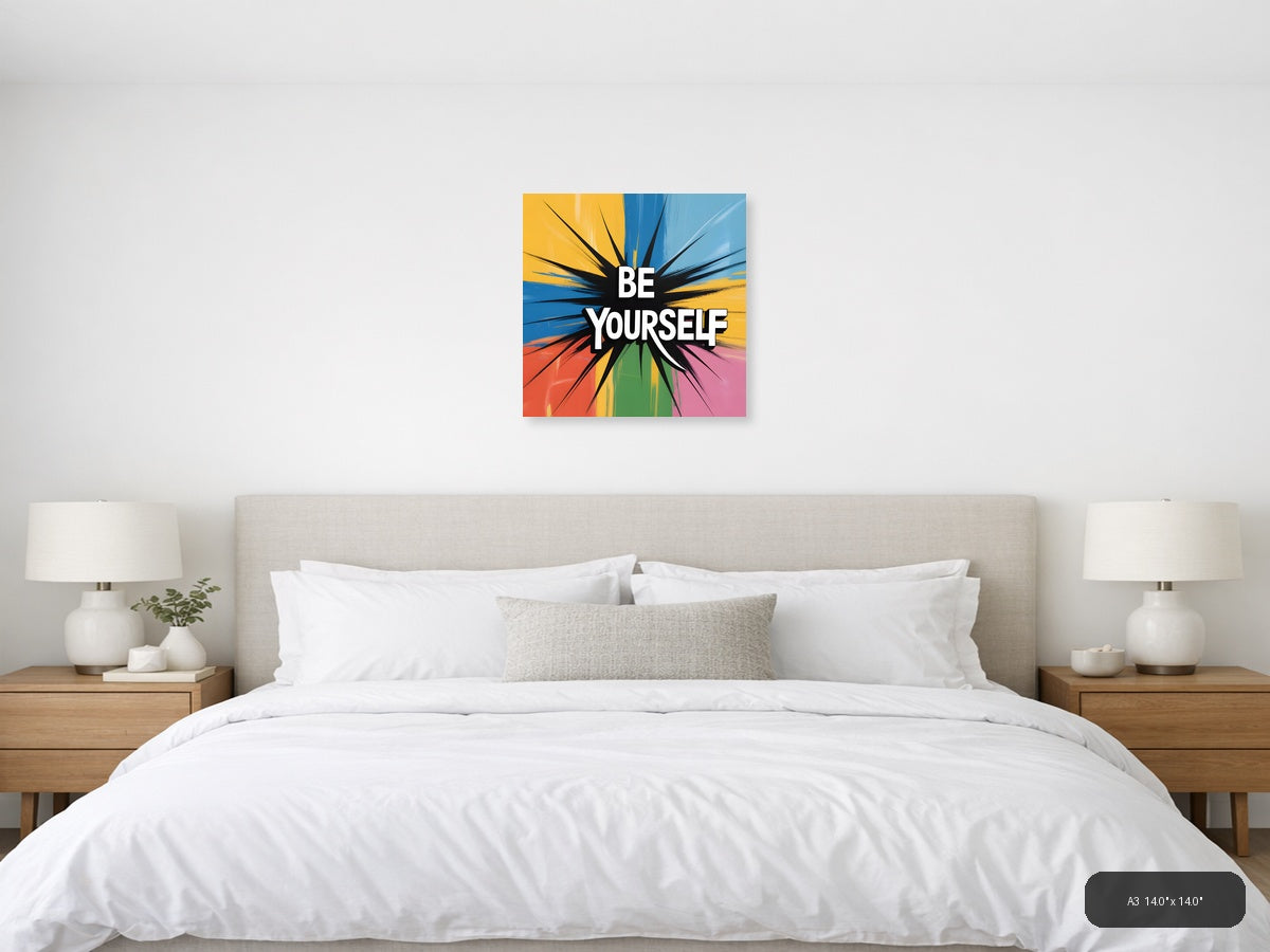 Colorful Abstract Sunburst Rainbow Wall Art — A3 / Bedroom
