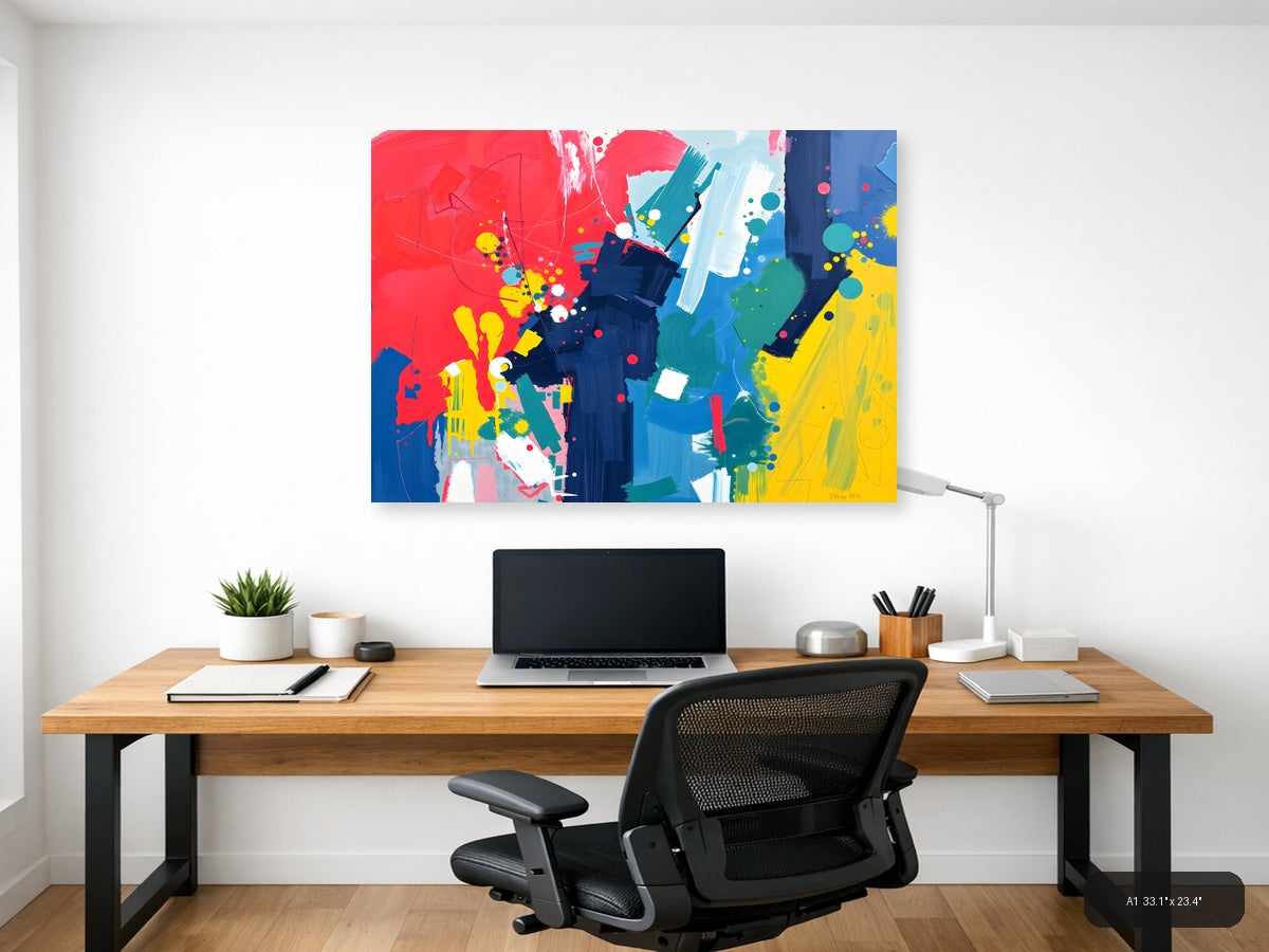 Vibrant Abstract Expressionist Splatter Canvas Wall Art — A1 / Office
