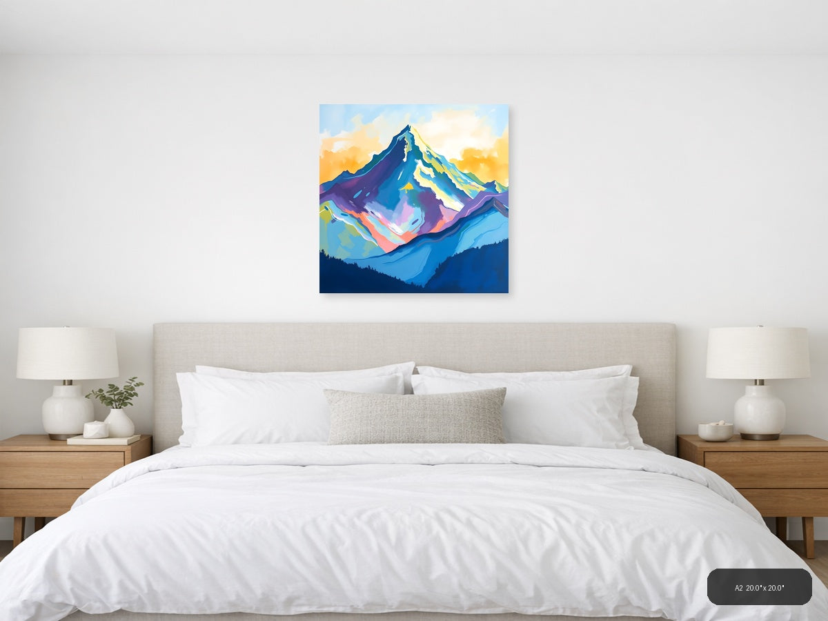 Colorful Abstract Mountain Peak Canvas Wall Art — A2 / Bedroom