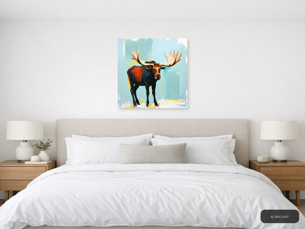 Majestic Moose Abstract Portrait Wall Art — A2 / Bedroom
