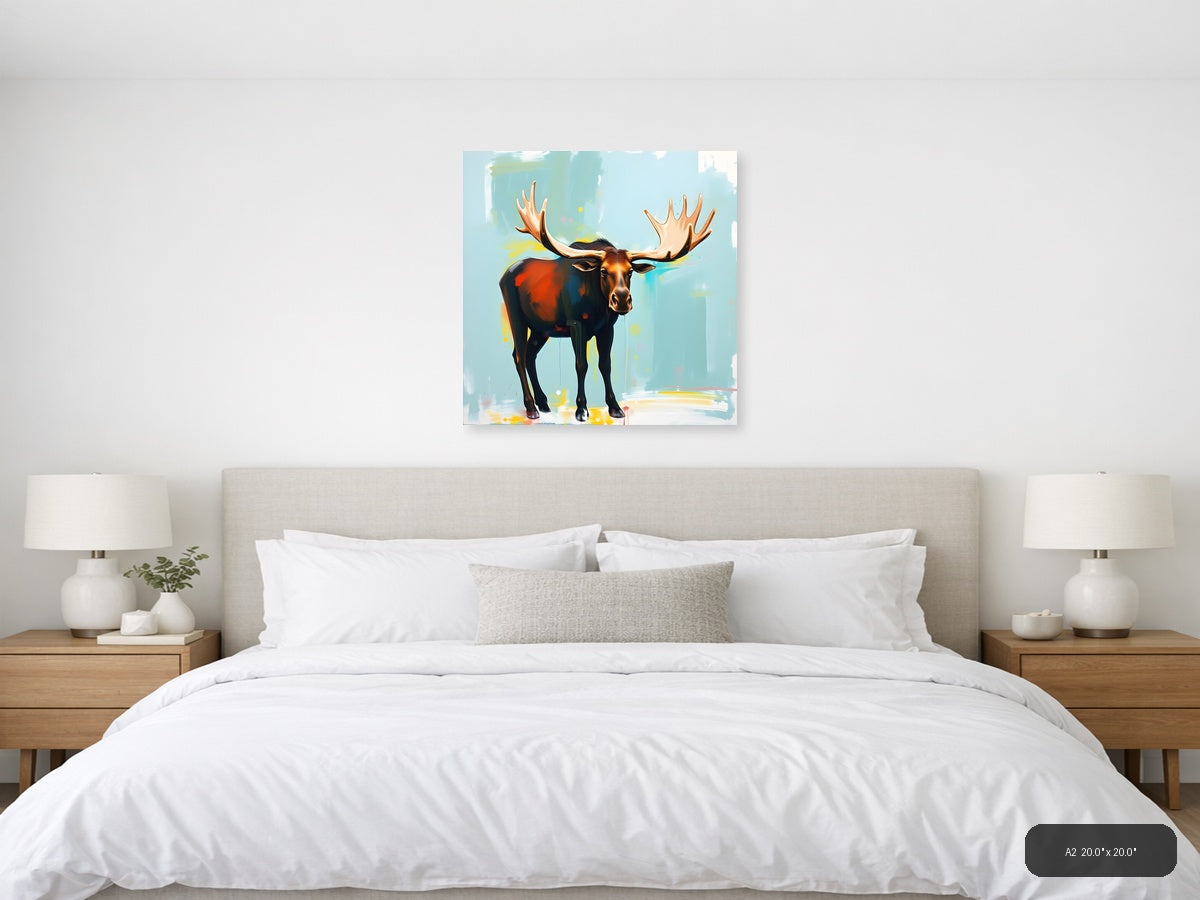 Majestic Moose Abstract Portrait Wall Art — A2 / Bedroom